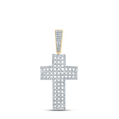 10K YELLOW GOLD ROUND DIAMOND CROSS CHARM PENDANT 1-1/2 CTTW