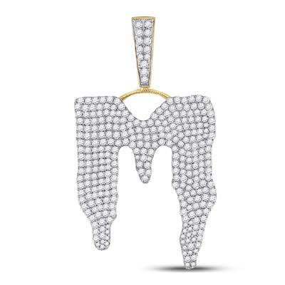 10K YELLOW GOLD ROUND DIAMOND M LETTER CHARM PENDANT 3-1/4 CTTW