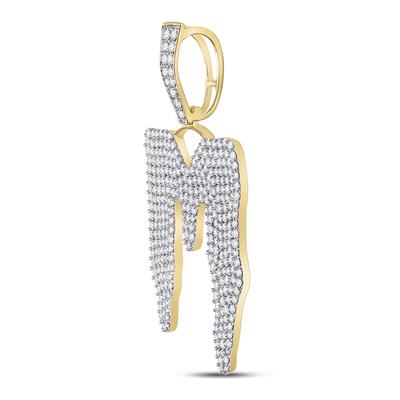 10K YELLOW GOLD ROUND DIAMOND M LETTER CHARM PENDANT 3-1/4 CTTW