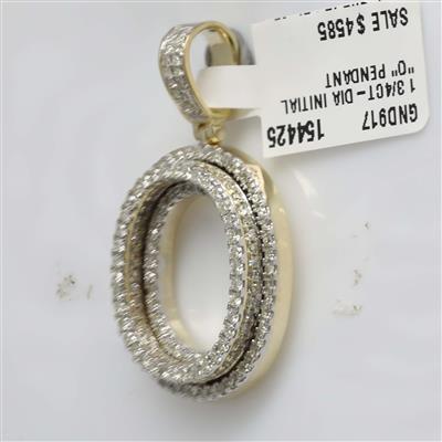 10K YELLOW GOLD ROUND DIAMOND INITIAL O LETTER CHARM PENDANT 1-3/4 CTTW