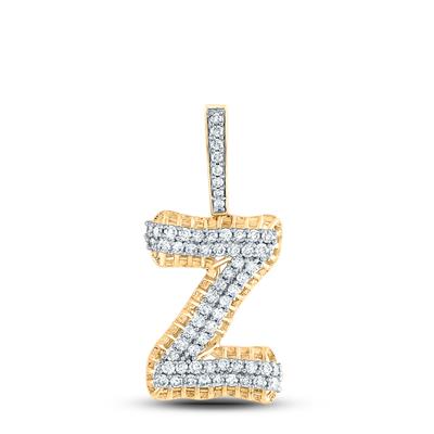 10K YELLOW GOLD ROUND DIAMOND Z LETTER CHARM PENDANT 1-1/5 CTTW