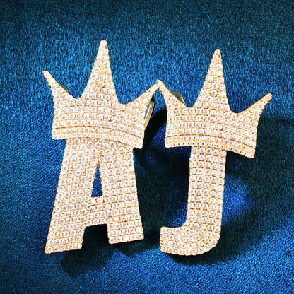 A Z Crown Bail Letter Pendant Necklace