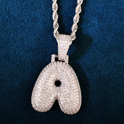 A-Z Single Bubble Letter Pendant Necklace