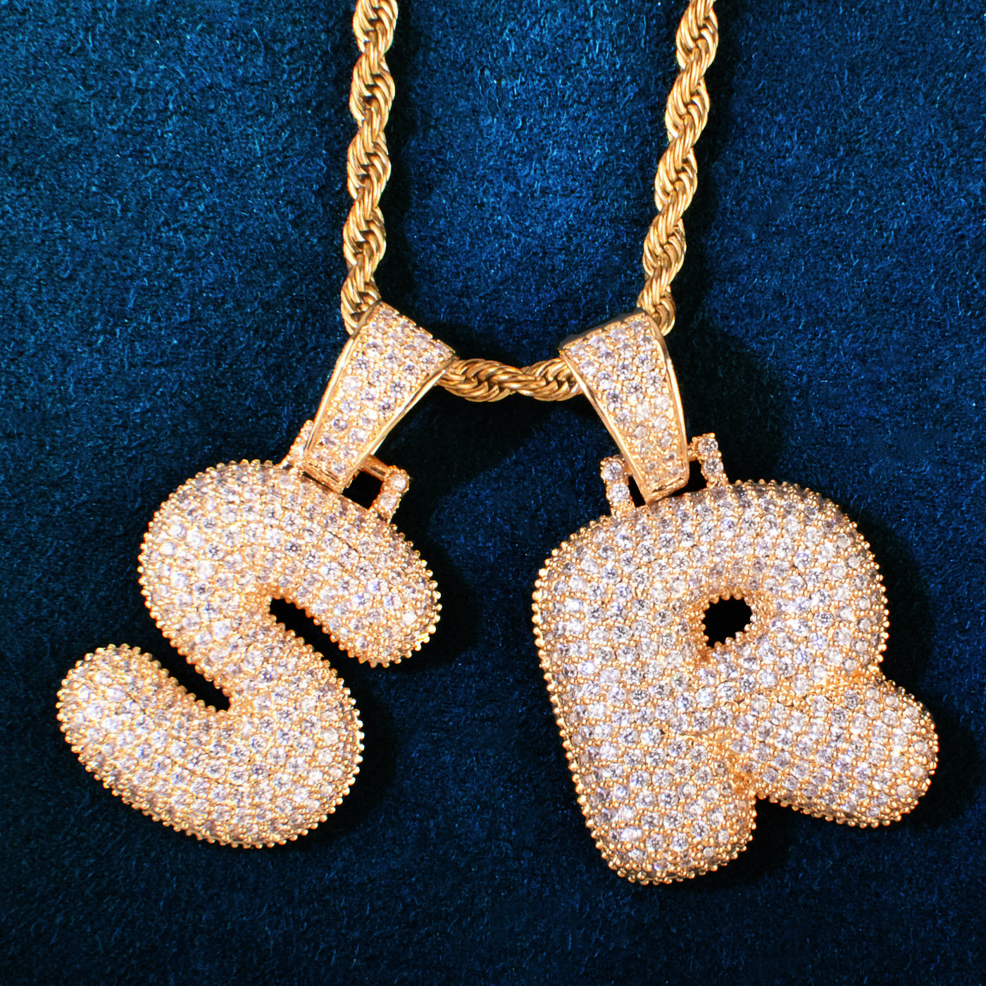 A-Z Single Bubble Letter Pendant Necklace
