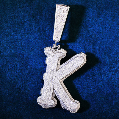 A~Z Single Double Layer Letter Name Hip Hop Pendant Necklace