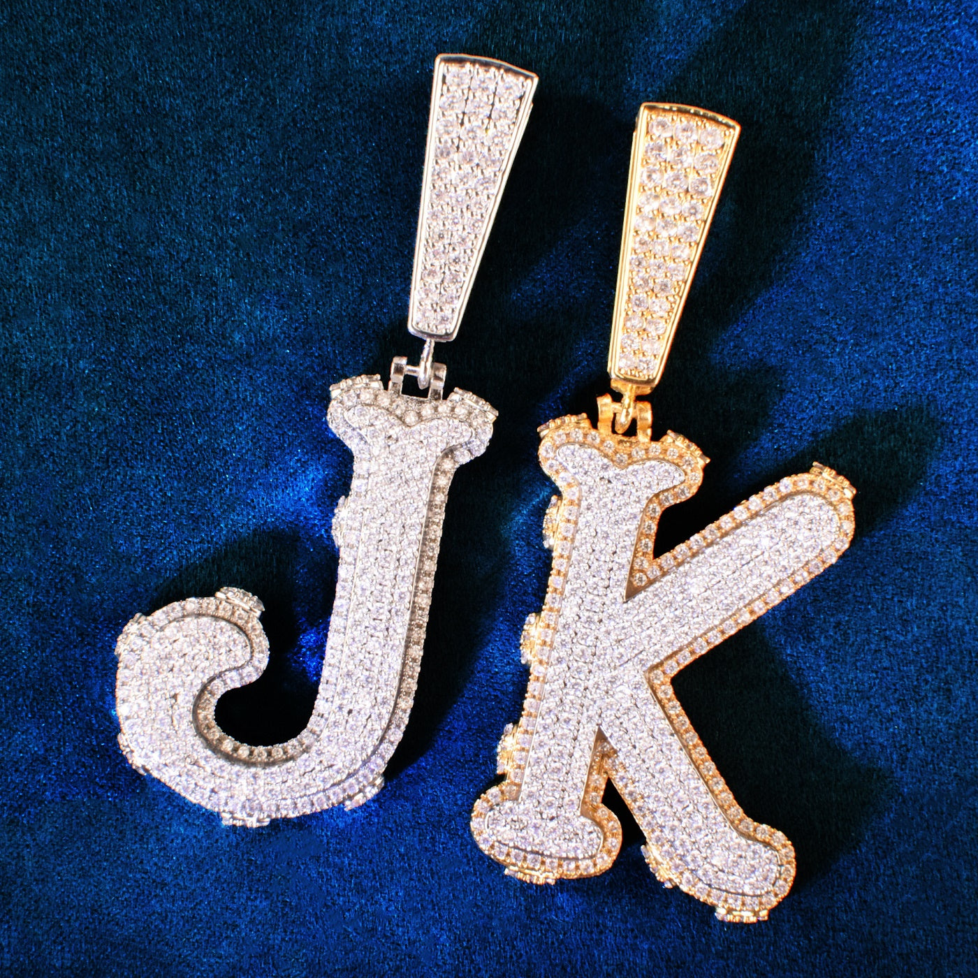 A~Z Single Double Layer Letter Name Hip Hop Pendant Necklace