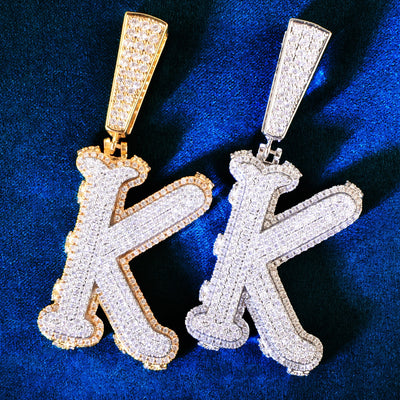 A~Z Single Double Layer Letter Name Hip Hop Pendant Necklace