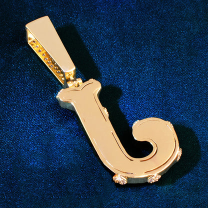 A~Z Single Double Layer Letter Name Hip Hop Pendant Necklace