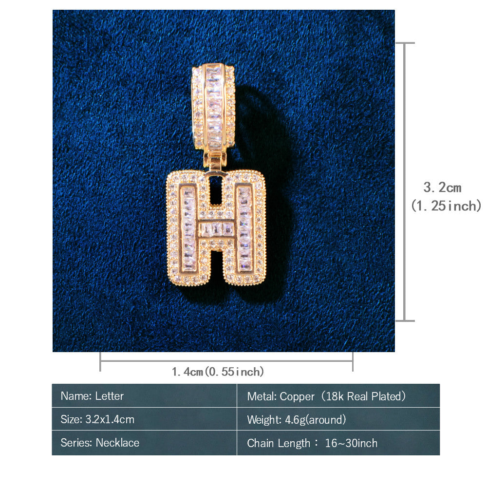 A Z Single Small Baguette Letter Pendant Necklace