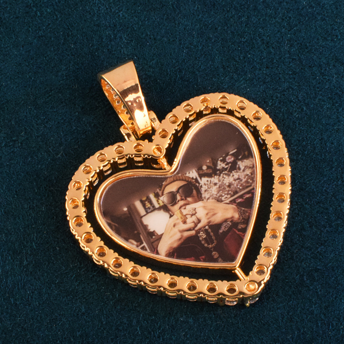 Rotating Double Sided Heart Photo Necklace
