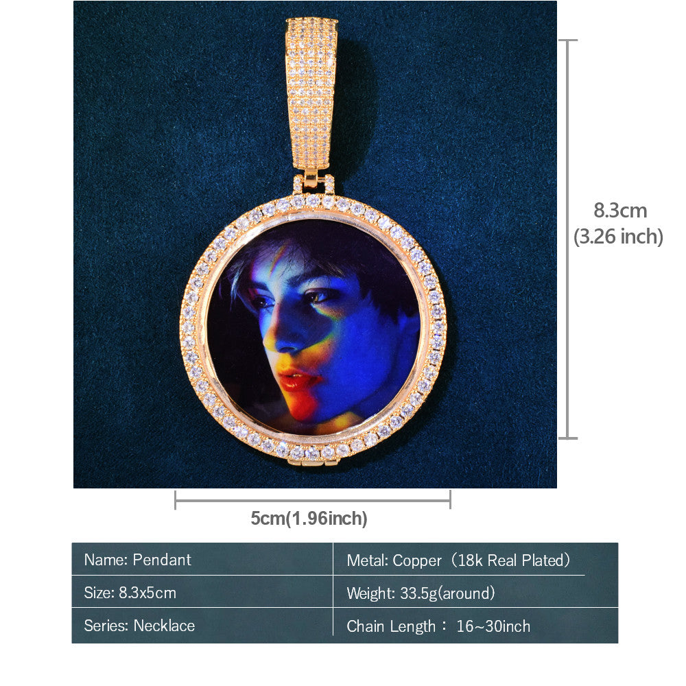 Round Photo With Big Clasp Necklace
