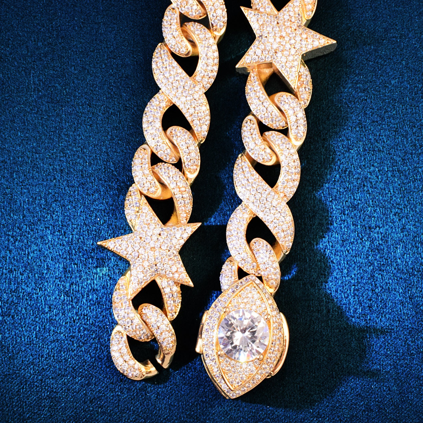 Golden Color Star Miami Cuban Bracelet