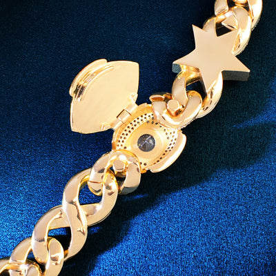 Golden Color Star Miami Cuban Chain Necklace