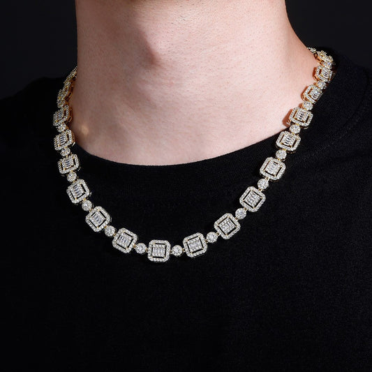 12mm Baguette & Round Necklace