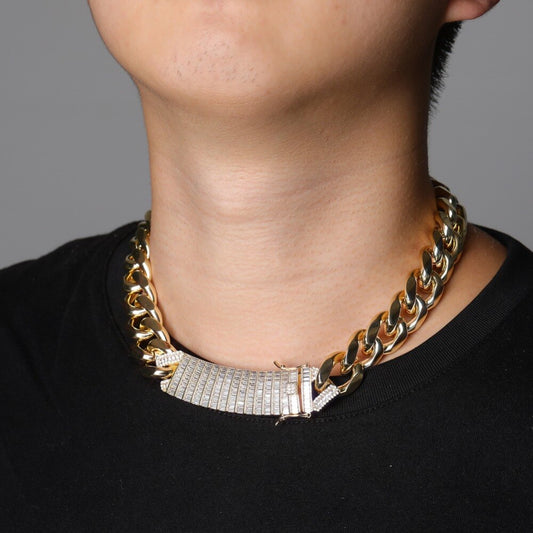 18mm Long Lock Clasp Cuban Necklace