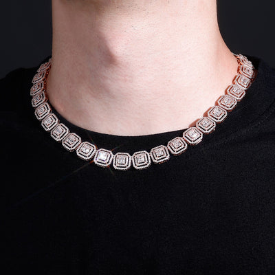 13mm Iced Out Baguette Necklace Miami Cuban Chain