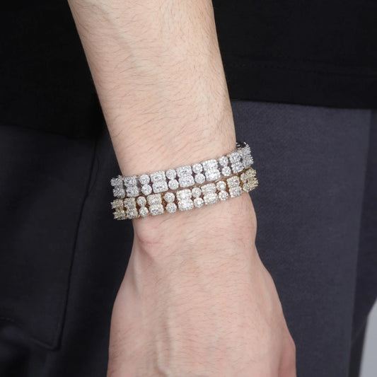 10mm Double Row Zircon Round Square Bracelet