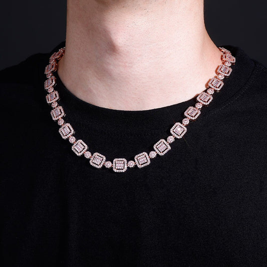 12mm Baguette & Round Necklace