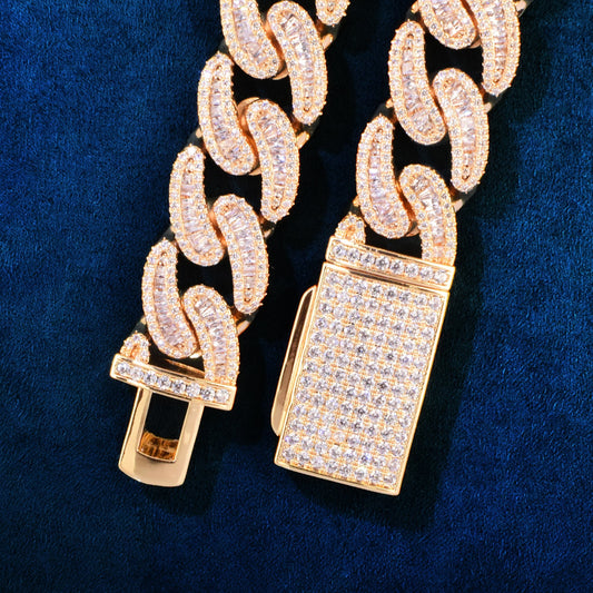 Miami Cuban Chain Baguette Hip Hop Necklace 17mm