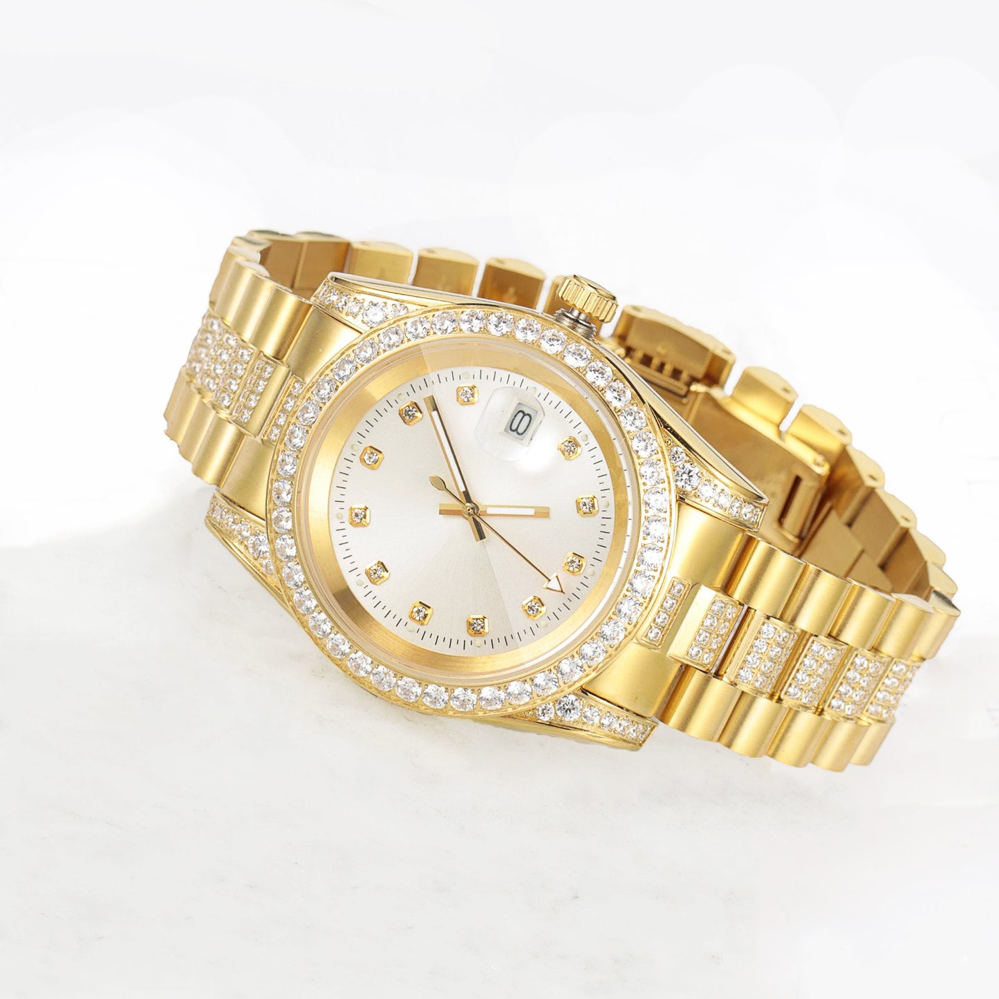 Red Dial Mens Gold Finish Watches