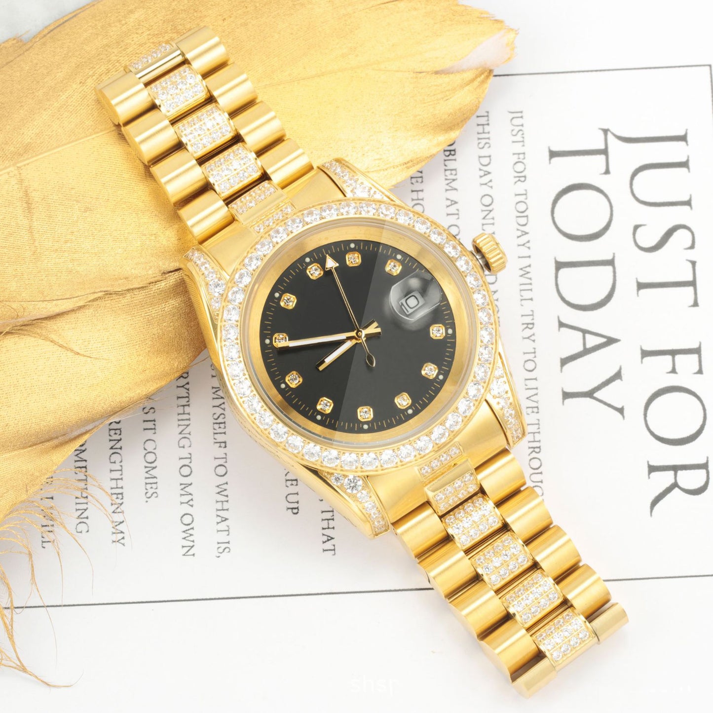 Red Dial Mens Gold Finish Watches