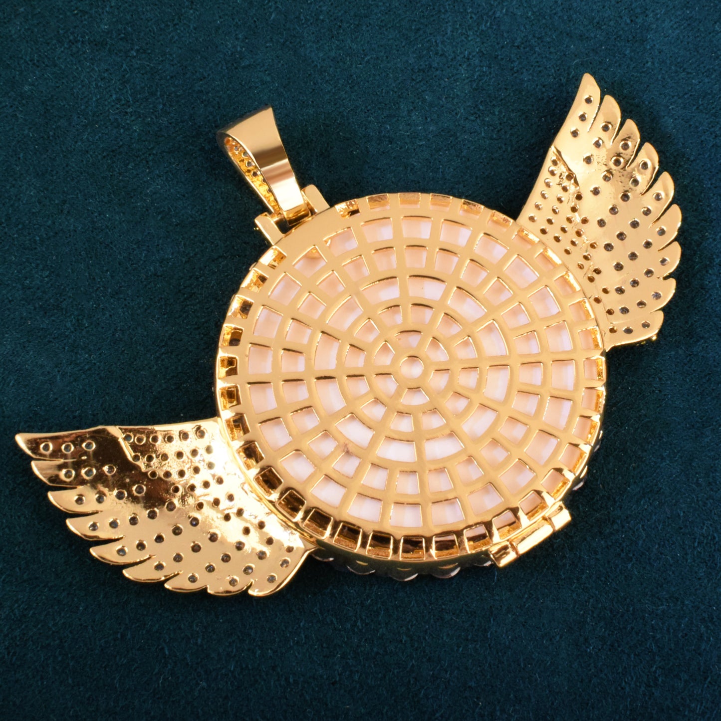 Round Angel Wing Photo Necklace
