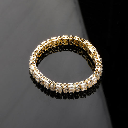 10mm Double Row Zircon Round Square Bracelet