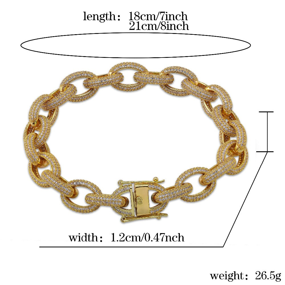 12mm Mens Charm Link Bracelet
