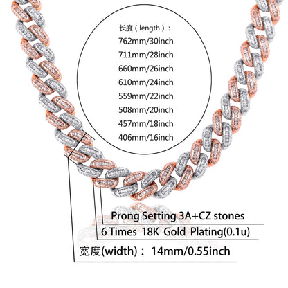 14mm Miami New Box Clasp Cuban Link Chain