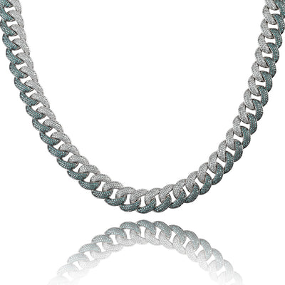 18mm Iced Out Flooded Mint Blue CZ Miami Cuban Link