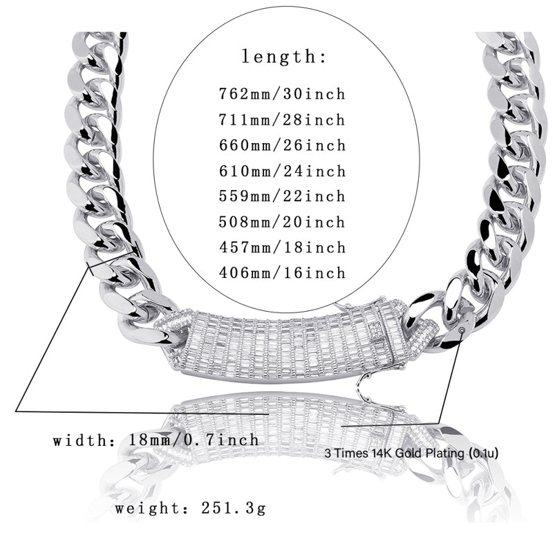 18mm Long Lock Clasp Cuban Necklace