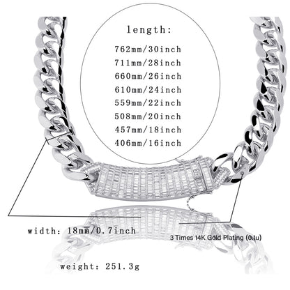 18mm Long Lock Clasp Cuban Necklace