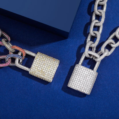 18mm Miami Cuban Chain Necklace With Lock Pendant