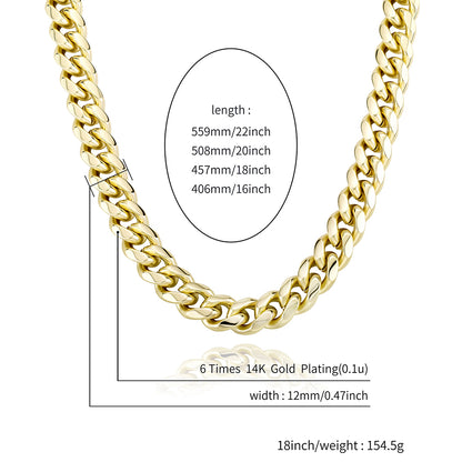 12mm Miami Cuban Chain With Spring Ring Clasps