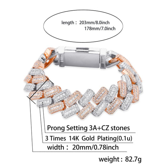 20mm Prong Setting Cuban Bracelet