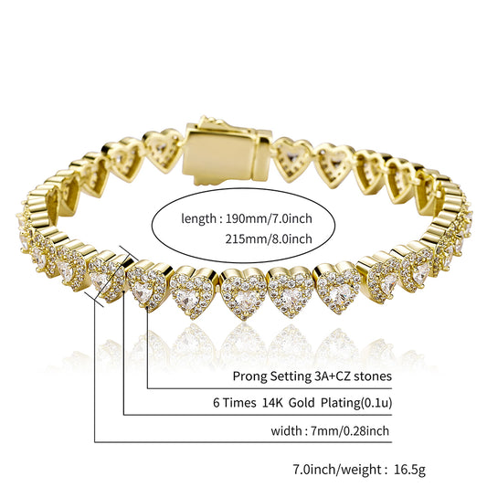 7mm Heart Bracelet