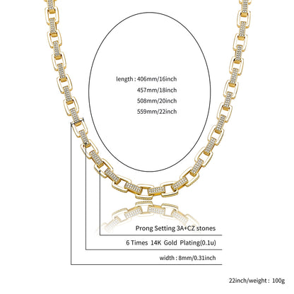 8mm Ice Box Link Chain Necklace