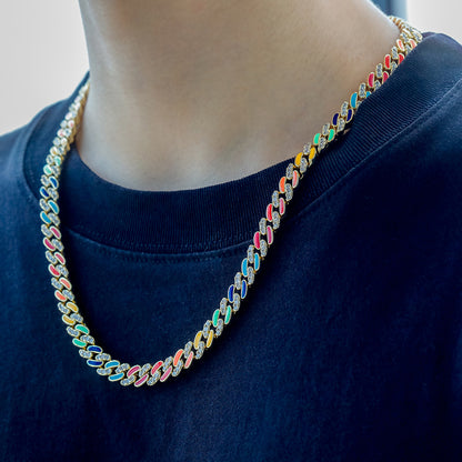 9mm Colorful Dripping Oil Cuban Prong Chain