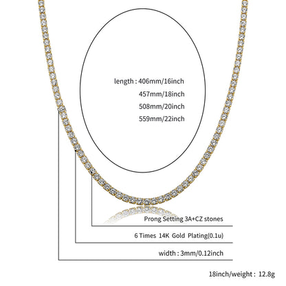 Classic Micro Tennis Necklace 2.5-5mm