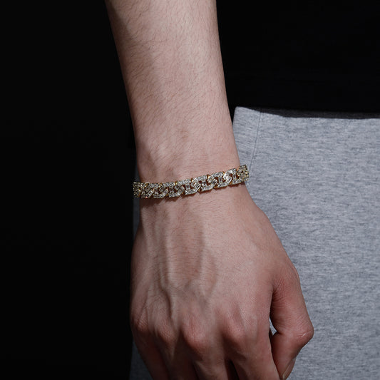 9mm Iced Out Baguette Prong Cuban Bracelet