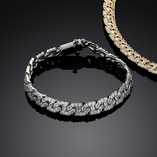 9mm Iced Out Baguette Prong Cuban Bracelet