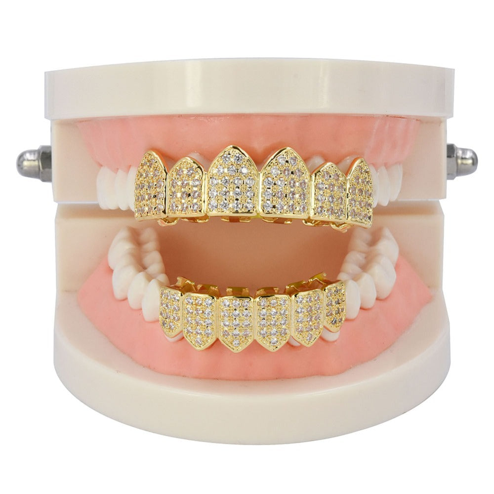 6 Top & 6 Bottom Micro Pave Cz Stones Teeth Grills Set