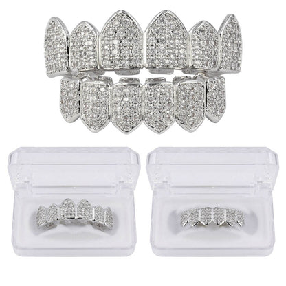6 Top & 6 Bottom Micro Pave Cz Stones Teeth Grills Set