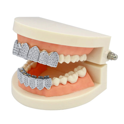 6 Top & 6 Bottom Micro Pave Cz Stones Teeth Grills Set