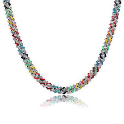 10mm Colorful Dripping Oil Cuban Prong Chain