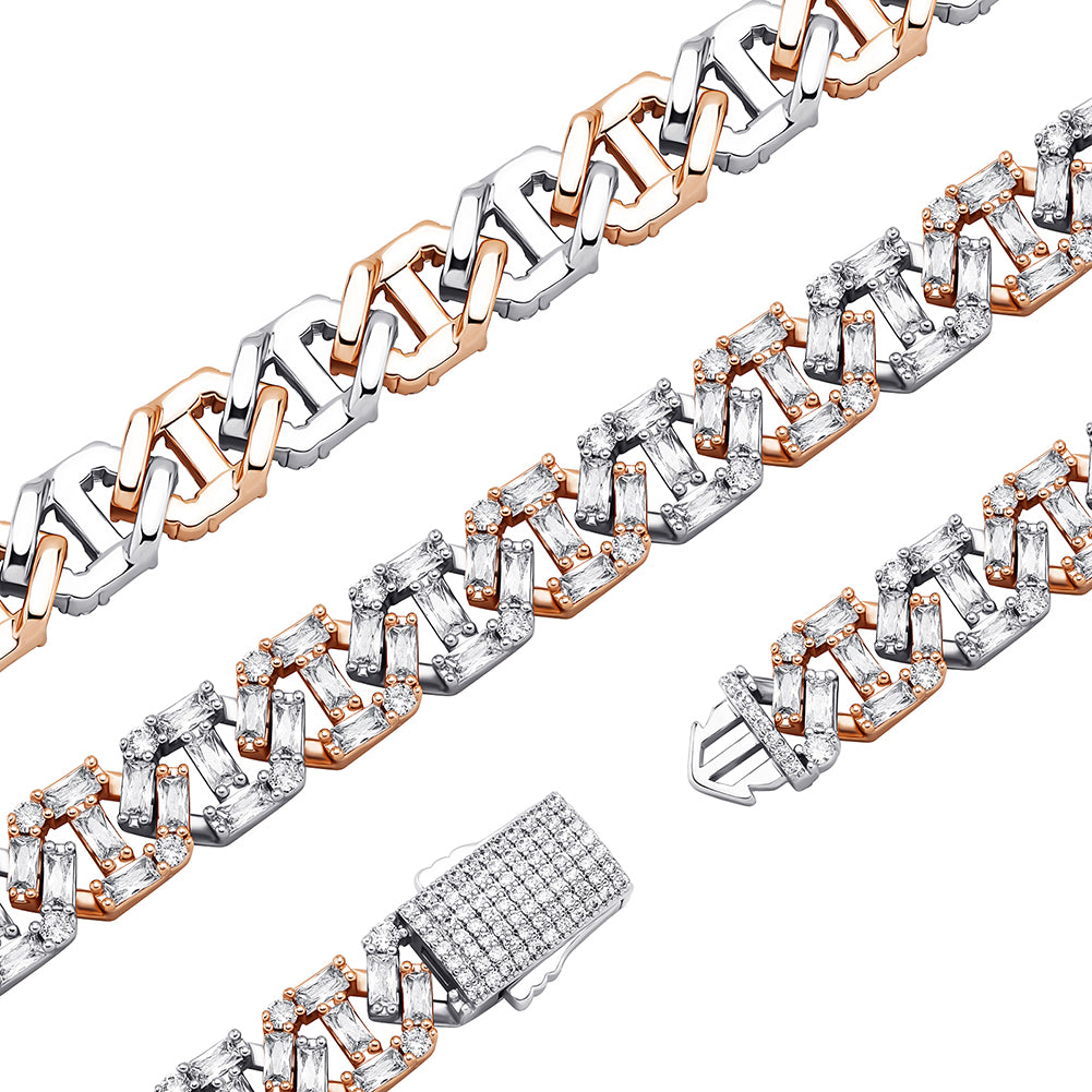 12mm Baguette Chain Link Necklace