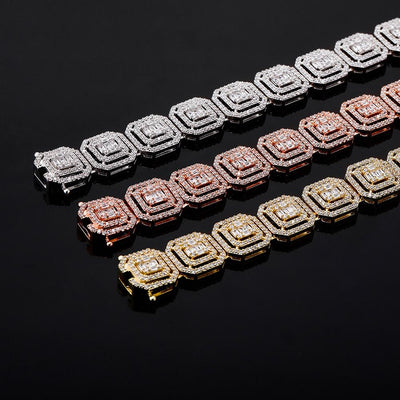 13mm Iced Out Baguette Necklace Miami Cuban Chain