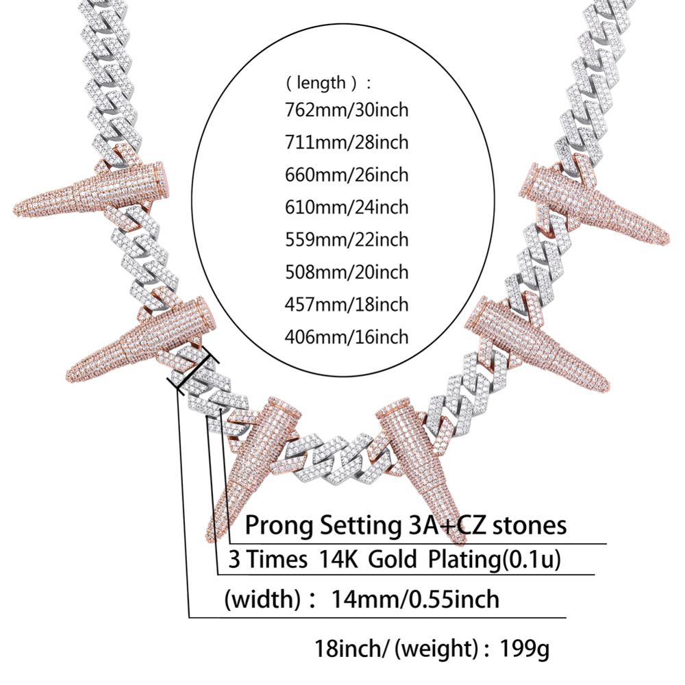 14 mm Rivet Bullet shaped Cuban Chain