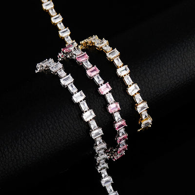 6MM Pink Baguette Tennis Chain Bracelet