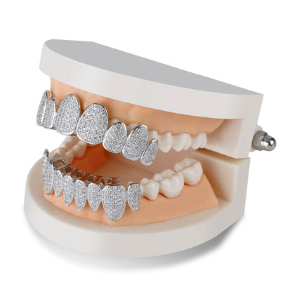 8 Top & 8 Bottom Iced Out Teeth Grillz